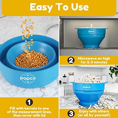 The Original Popco Silicone Microwave Popcorn Popper with Handles, Silicone Popcorn Maker, Collapsible Bowl BPA Free and Dishwasher Safe - 15 Colors