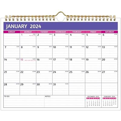 2024 Wall Calendar - Jan 2024 - Dec 2024, 12 Monthly Hanging Calendar 2024  Planner, 15 x 11.5, Spiral Binding, Yearly Overview, Holidays, Large