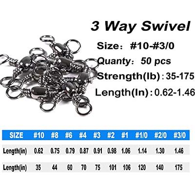 50pcs 3 Way Swivels Fishing Line Hook Connector Saltwater Ball Bearing  Barrel Swivel Stainless Steel for Fishing Lure Rig Bass