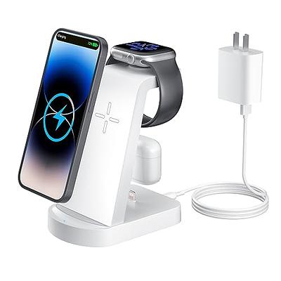 Wireless Charging Station for Apple - 3 in 1 Wireless Charger Stand Dock  Watch and Phone Charger Station for Apple Watch 8/7/SE/6/5/4/3/2, iPhone 15