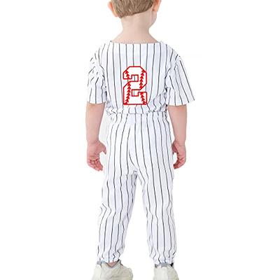 BAICAIYU Baby First Birthday Baseball Outfit Jersey and Pants 2 Pcs Set for  Boys and Girls with Button Stripes Summer Clothing (Stripe-S,1T,1 Year)