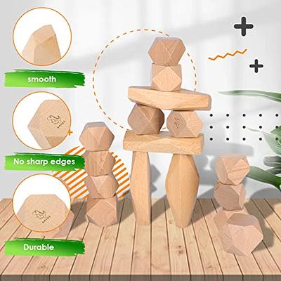 Set of wooden stacking rocks 36 pcs,wooden rock blocks - With Wooden Love