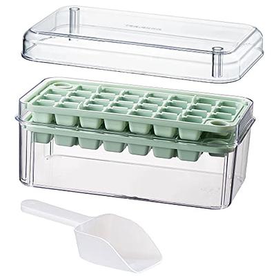 Ice Cube Tray with Lid and Bin, Large Capacity ice Cubes Making and Storage  Container with ice Scoop, Double Trays, Press Lid and Release ice Cubes, 60  Cavity (transparent green) - Yahoo Shopping