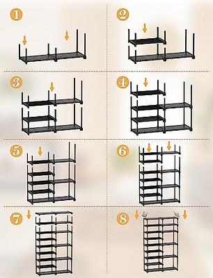 TIMEBAL 9 Tier Shoe Rack Organizer, 32-40 Pairs Shoe Storage Shelf, Shoe  Stand with 2 Hooks, Shoe Rack for Closet, Stackable Shoe Rack for Boot &  Shoe