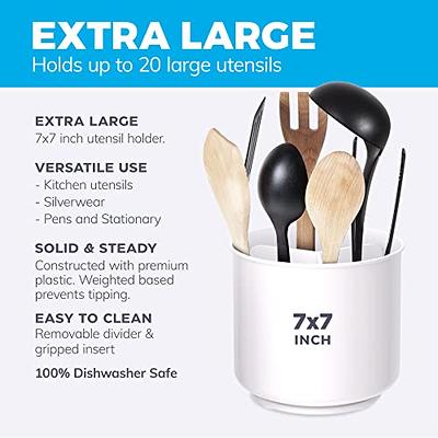 Extra Large and Sturdy Rotating Utensil Holder with No-Tip