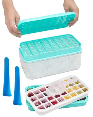 DOQAUS Ice Cube Tray with Lid and Bin, 4 Pack Silicone Plastic Ice