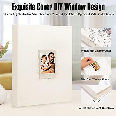 Photo Album for Fujifilm Instax Mini Camera, Photo Album for Polaroid,  Leather Cover, 180 Pockets 2x3 Photo Album with Writing Space for Instax  Mini