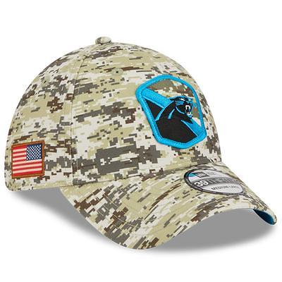 Men's New Era Black/Camo Carolina Panthers 2021 Salute To Service Trucker  9FORTY Snapback Adjustable Hat