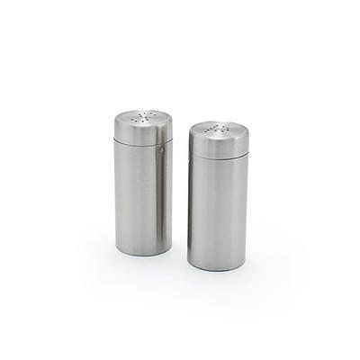 Salt and Pepper Shakers Set with Adjustable Pour Holes - Stainless Steel Spice Dispenser - Perfect for Pink Himalayan, Table Salt, Black and White