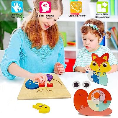 Montessori Mama Wooden Toddler Puzzles for Kids Ages 3-5, Montessori Toys  for 2 Year Old, Wooden Puzzles for Toddlers 1-3 Years, 4-Pack Toddler  Puzzle