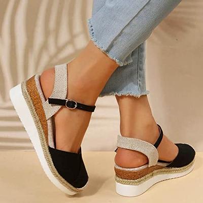 New Womens Sandals Wedges Heels Ankle Strap Flatform Lace Up Platform Shoes  Size | eBay