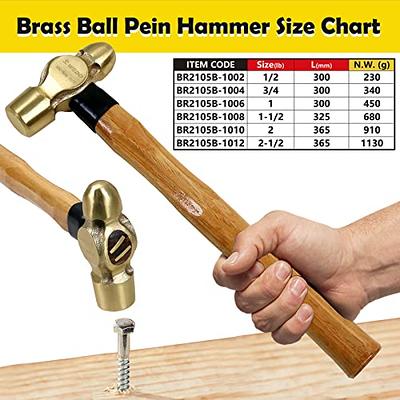 WEDO Brass Ball Peen Hammer 32 oz(2lb), Ball Pein Hammer with Wooden  Handle, Length 340mm(13), Die-Forged, Corrosion Resistant, DIN Standard -  Yahoo Shopping