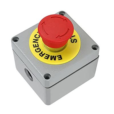 NEW Red Sign Mushroom Emergency Stop Push Button Switch Station Normally  Closed