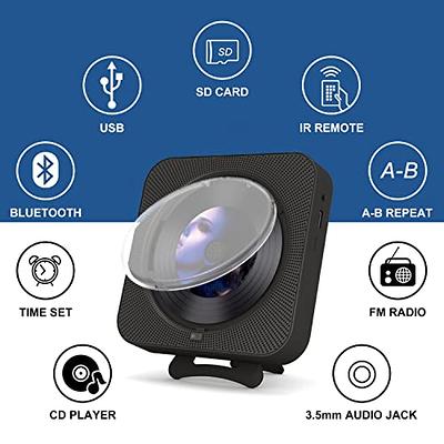 New Portable CD Player Bluetooth5.1 Speaker Stereo CD Players LED Screen  3.5mm CD Music Player with IR Remote Control FM Radio