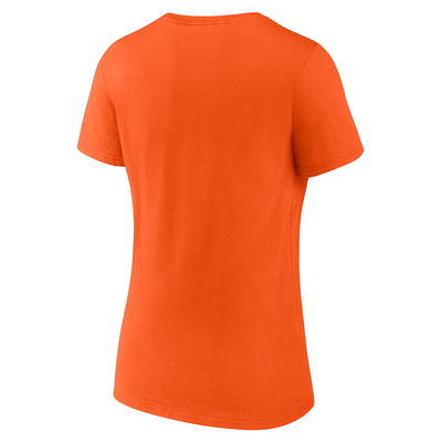 Ladies Denver Broncos Orange Pride Playing V Neck Short Sleeve Tee