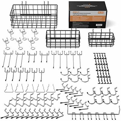 Peg Board Hook Set - 4 x 1/4 Peg Board Hooks Shelf Hanger Kit Garage  Storage Hanging Set - Pegboard Accessories Pegboard Hooks Peg Board  Attachments