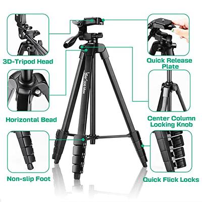 Lusweimi 60-Inch Tripod for ipad iPhone, Camera Tripod for Phone with 2 in  1 Tripod Mount Holder for Cell Phone/Tablet/Webcam/Gopro, Tripod with Carry