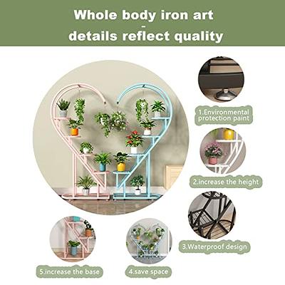 5 Tier Metal Plant Stand with Hanging Loop, Plant Shelf Holder for