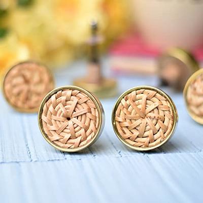 IndianShelf Rattan Knobs - Wooden Knobs and Pulls - Wood Boho