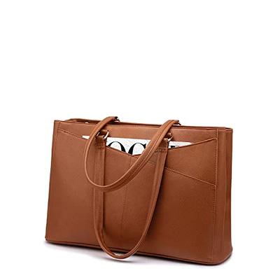 Laptop Bag for Women 15.6 inch Laptop Tote Bag Leather Classy Computer Briefcase for Work Waterproof Handbag Professional Shoulder Bag Women