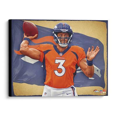 Peyton Manning Denver Broncos x Indianapolis Colts Stretched 30 x 40  Embellished Orange Giclee Canvas by