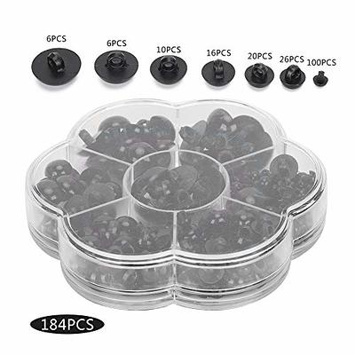 Lwuey Safety Eyes, Sewing Eyes for Crocheting Plastic Black Craft Doll  Solid Round Head Noses Decorative Half Ball Buttons Sew on Eye Assorted  Size