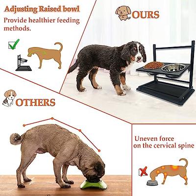 Elevated Dog Bowls Large Breed, Raised Dog Food Bowls for Large Dogs,  Adjustable Tall Dog Bowl Stand, Raised Dog Dish Tilted Slanted Pet Feeder  w/