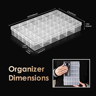 QUEFE 1 Pack 36 Grids Clear Plastic Organizer Storage Box Container, Craft  Storage with Adjustable Dividers for Beads, Art DIY, Crafts, Jewelry,  Fishing Tackle with Label Stickers - Yahoo Shopping