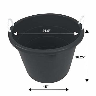 Homz 18 Gal Plastic Open Storage Round Utility Tub with Handles