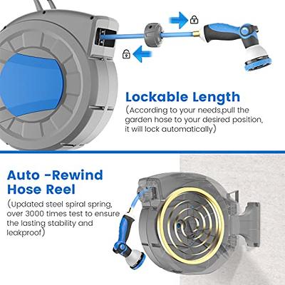 REDUCTUS Retractable Garden Hose Reel Wall Mount 1/2 x 75 ft Retractable  Hose Reel with 10 Pattern Nozzle, Automatic Slow Rewind System/Lock Any  Length/180°Swivel Hose Reel for Outside - Yahoo Shopping