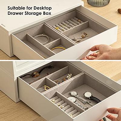 ProCase Set of 3 Stackable Jewelry Trays Organizer for Drawers, Jewellery  Drawer Insert Divider Jewel Display Storage Container with Removable  Dividers for Ring Earring Necklace Bracelet -Beige 