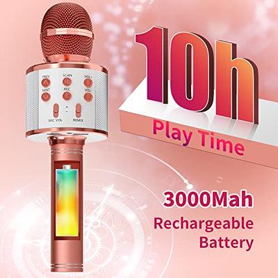 Amazmic Kids Karaoke Microphone Machine Toy Bluetooth Microphone Portable  Wireless Karaoke Machine Handheld with LED Lights, Gift for Children Adults