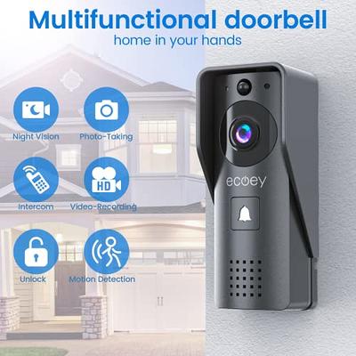 Lovskoo Doorbell Camera Wireless with HD Video, Real-time Video Call,  Electrical Equipment, Video Doorbell with Night Vision,Two Way Audio, 2.4G  WiFi Smart Doorbell, Home Security System (Black) - Yahoo Shopping