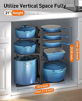 Pots and Pans Organizer: Rack for Cabinet, 8-Tier Heavy Duty 120LBS Pots  Pans