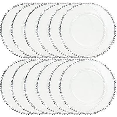 Clear / Gold Beaded Rim Plastic Dinner Plates