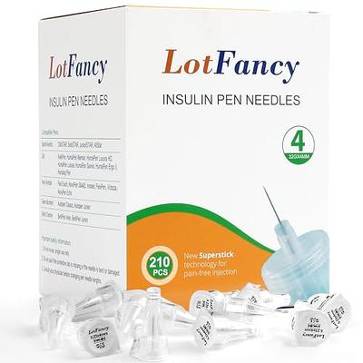 LotFancy Insulin Pen Needles, Pack of 210, 4mm x 32G (5/32