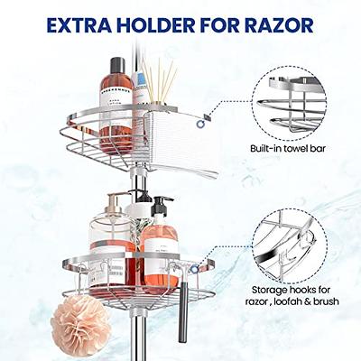 Zenna Home Tension Pole Shower Caddy 4 Basket Shelves with Built-in Towel  Bar