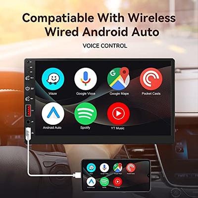 Double Din Car Stereo Compatible with Apple Carplay and Android Auto,  7-inch Full Touch HD Capacitive Screen, Mirror Link, Bluetooth, Front and  Backup