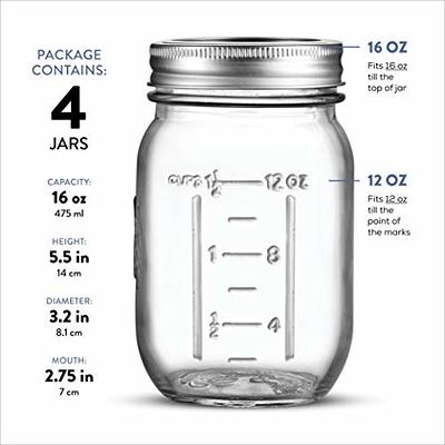 Mason Jars, 4-Pack (12 oz)