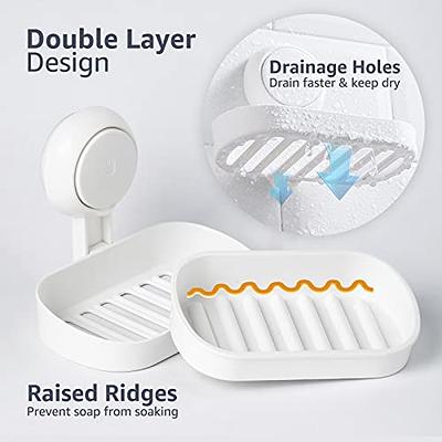 Bar Soap Holder Leaf Shape - Self Draining Soap Dish for Bar Soap,  Decorative Plastic Soap Tray, Soap Box with Suction Cup for Shower Bathroom  Kitchen