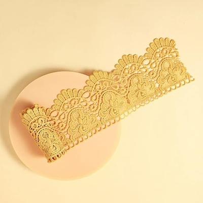 Elastic Sequin Ribbon Trim 1.6 Inch Wide Gold Metallic Sequins Trim 5 Yards  Stretch Lace Trim for Sewing Clothes Home Party Decoration