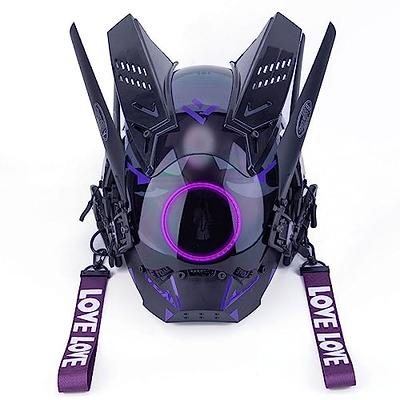 LIGUOGUO Futuristic Techwear Mask Full Face Punk Mask Cosplay Halloween  Interstellar Costume Accessories LED Lights Glowing Tech Punk Mask Cosplay  for