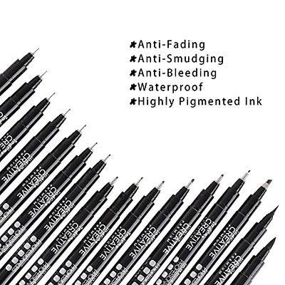 Drawing Pens Set Black Fineliner Pens Set of 16 Waterproof Pens