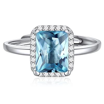 ChicSilver 8mm Emerald Cut Birthstone Promise Ring for Her, 925