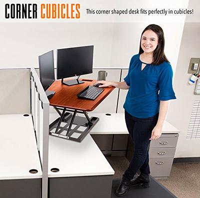 X-Elite Premier Corner Standing Desk Converter with Pneumatic Height  Adjustment – White – Stand Steady