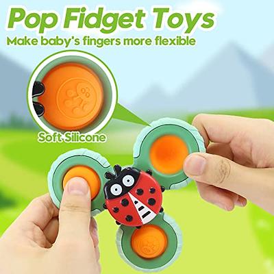 Suction Cup Spinner Toys for Baby, Pop it Fidget Toys for 1-3 Toddlers  Gifts Spinning Top Sensory Toy Bath Toys Birthday Gifts for Boy Girl (3 Pcs)