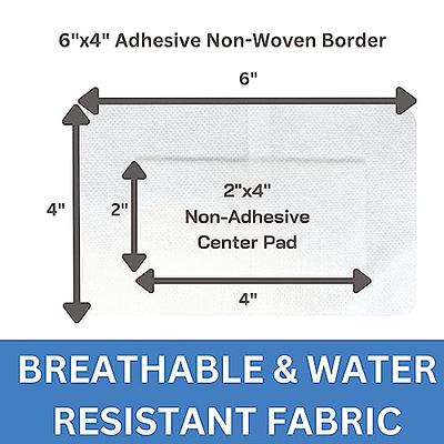 JJ CARE Waterproof Adhesive Island Dressing [Pack of 25], 4 x 4 Sterile  Island Wound Dressing, Breathable Bordered Gauze Dressing, Individually  Wrapped Latex Free Bandages with Non-Stick Central Pad 