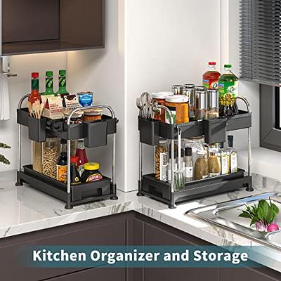 UINOFLE under Sink Organizers and Storage, 2 Tier Sliding Cabinet Basket  Organiz