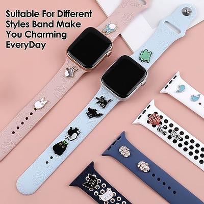 1 Set Metal Decorative Ring Loops for Apple Watch Series 7 / 6 /5/4/3/2/1  Bands Silicone Strap , Diamond Ornament Watchband Accessories for iWatch Bands  45mm 41mm 44mm 40mm 42mm 38mm Bracelet 
