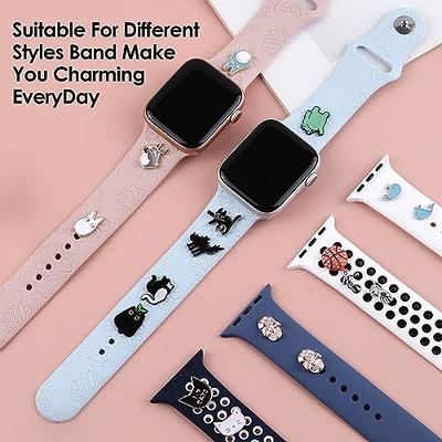 1 Set Metal Decorative Ring Loops for Apple Watch Series 7 / 6 /5/4/3/2/1  Bands Silicone Strap , Diamond Ornament Watchband Accessories for iWatch  Bands 45mm 41mm 44mm 40mm 42mm 38mm Bracelet 